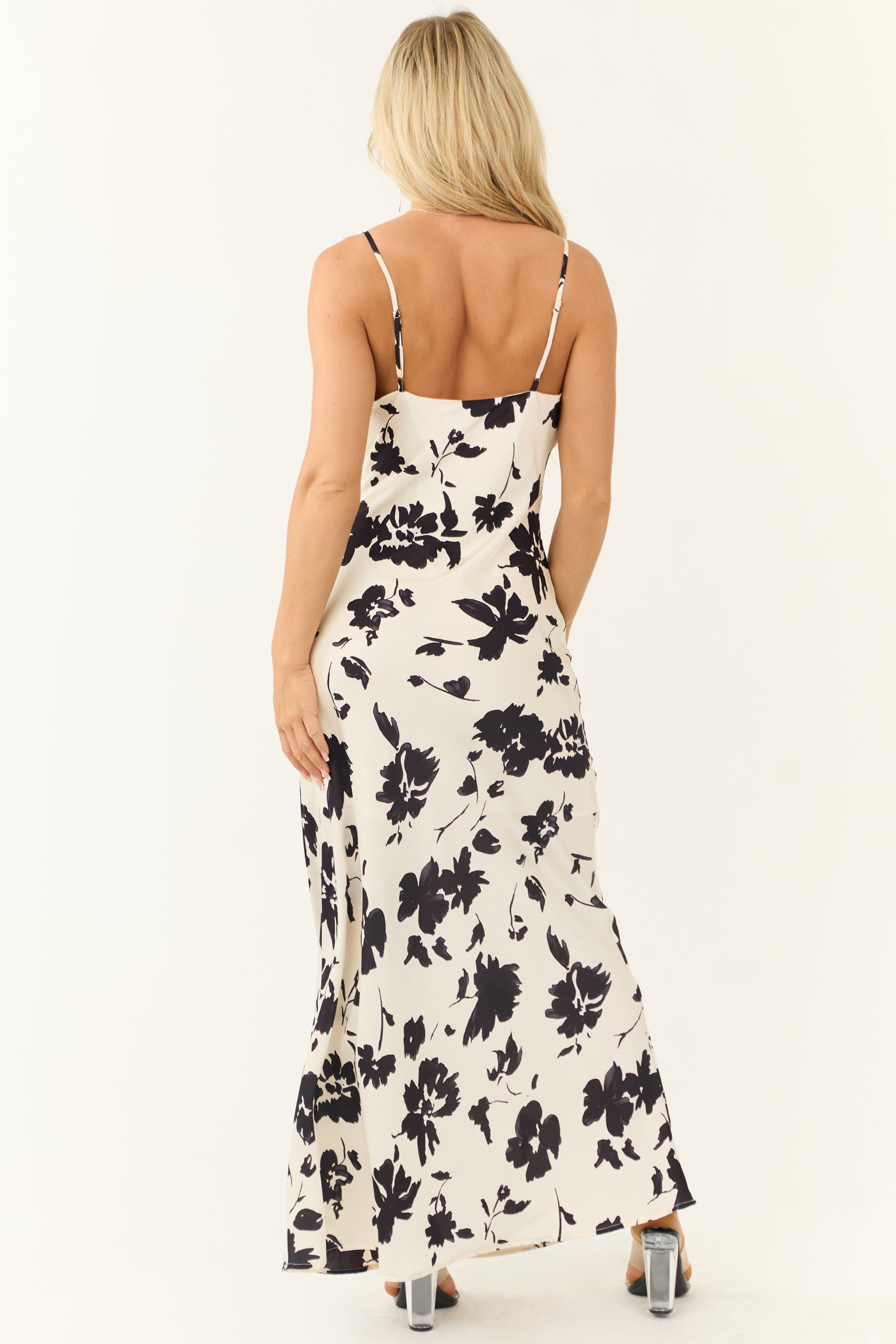 Off White and Black Floral Print Maxi Dress Off White and Black Floral Print Maxi Dress