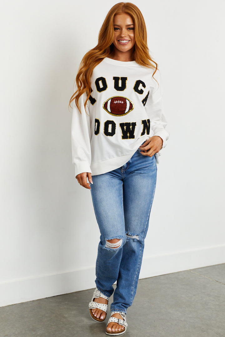 Off White and Black 'Touchdown' Sweatshirt