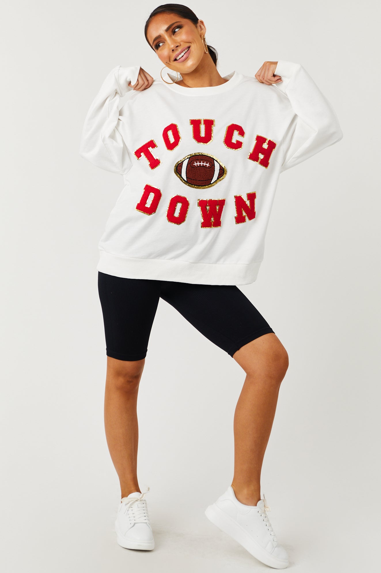 Off White and Red 'Touchdown' Sweater