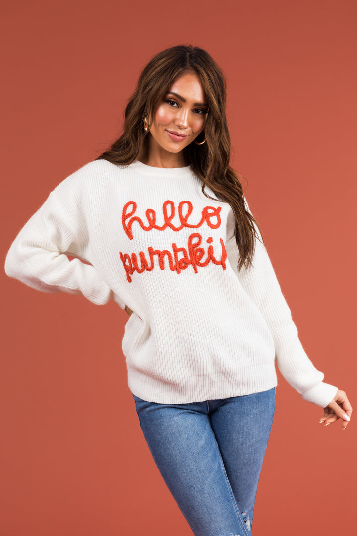 Off White 'hello pumpkin' Graphic Sweater