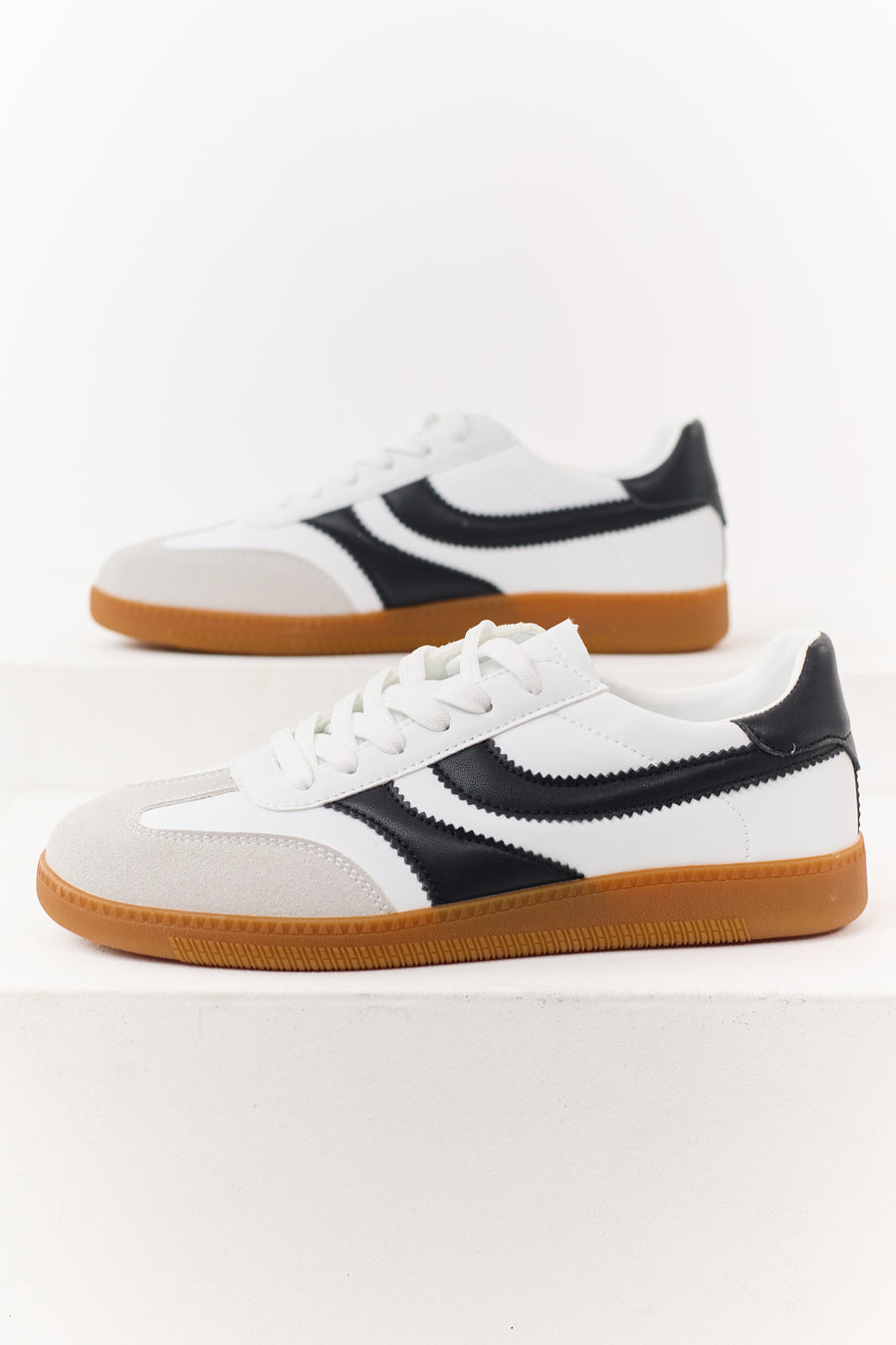 Off White Contrast Detail Lace Up Sneakers