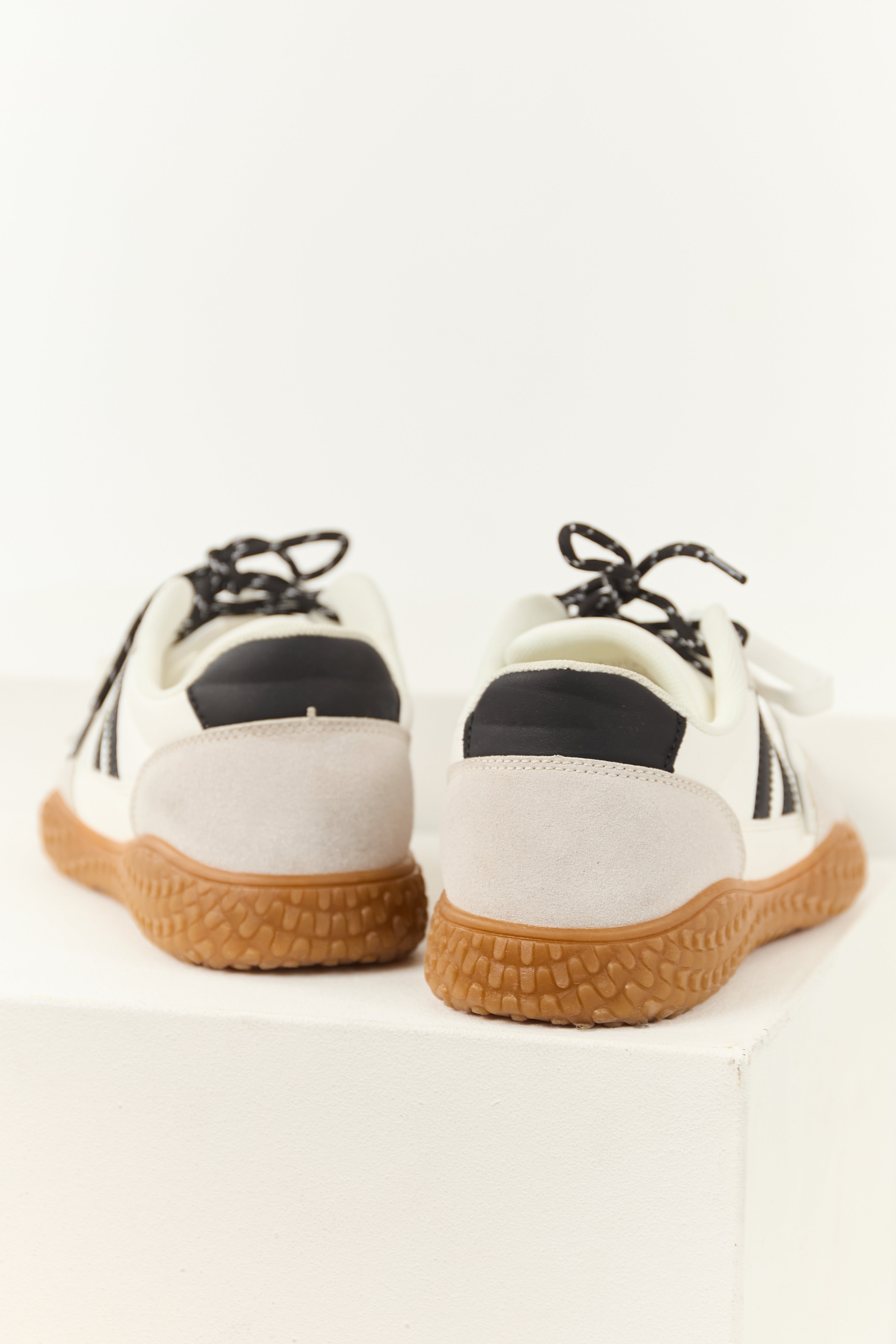 Off White Striped Double Lace Up Low Top Sneakers | Lime