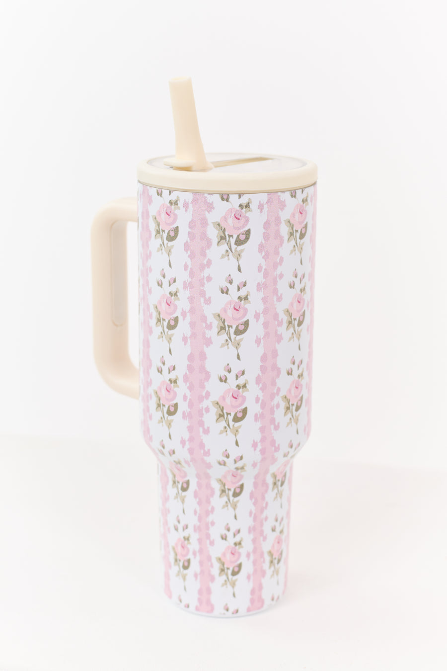 Off White and Blush Floral Print 40oz Tumbler