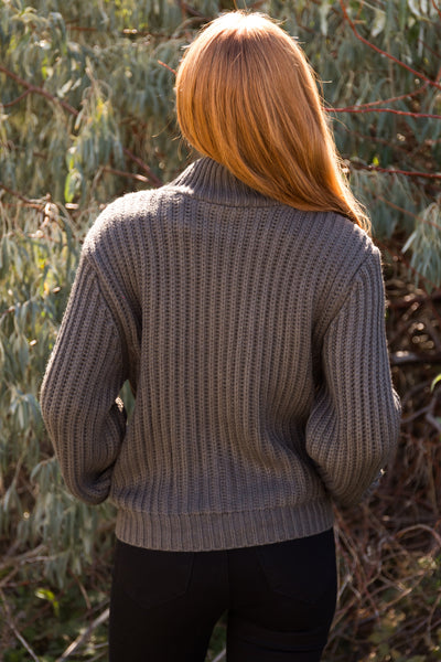 Olive Button Up Long Sleeve Sweater Jacket