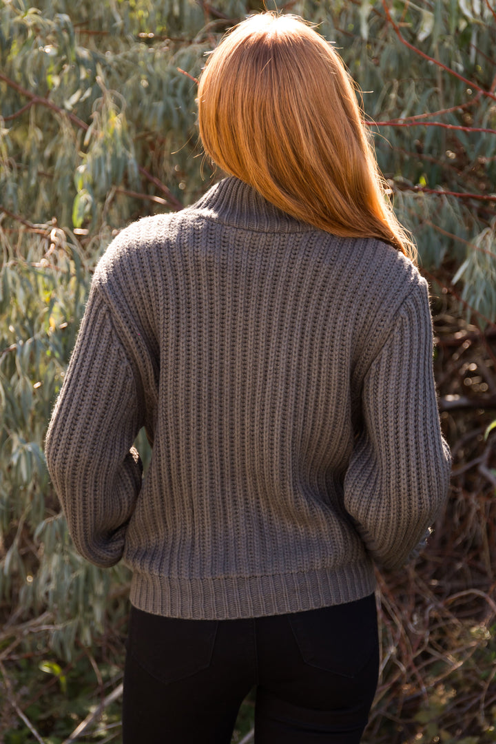 Olive Button Up Long Sleeve Sweater Jacket