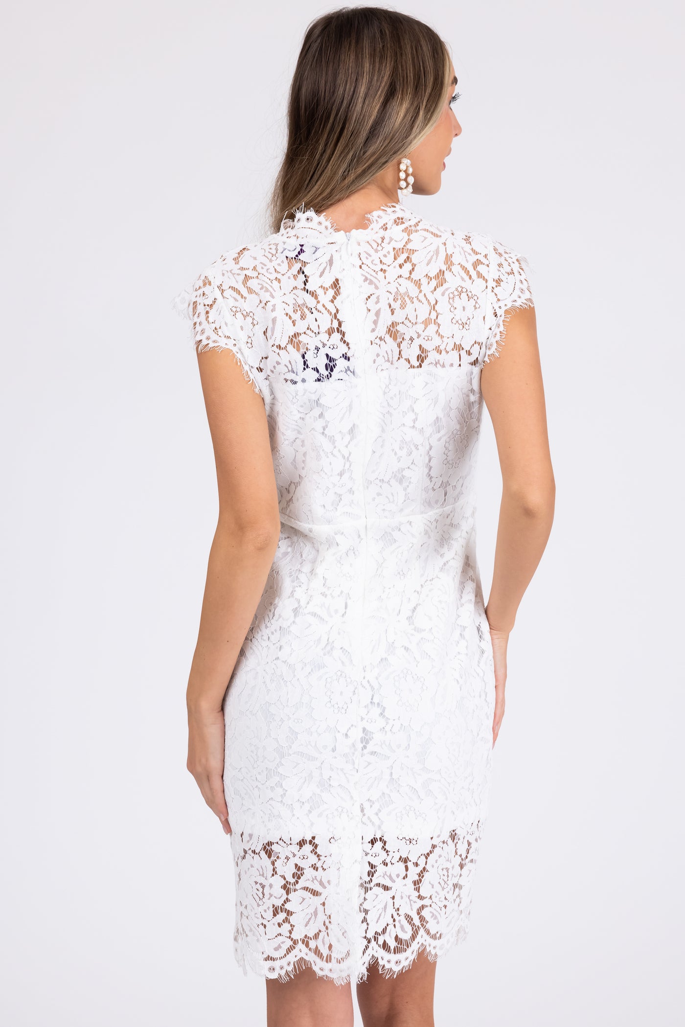 Olivia Ivory Bodycon Short Lace Dress