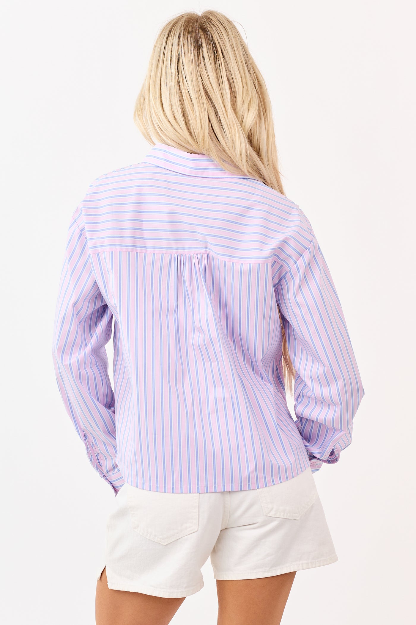 Orchid Striped Button Down Long Sleeve Top