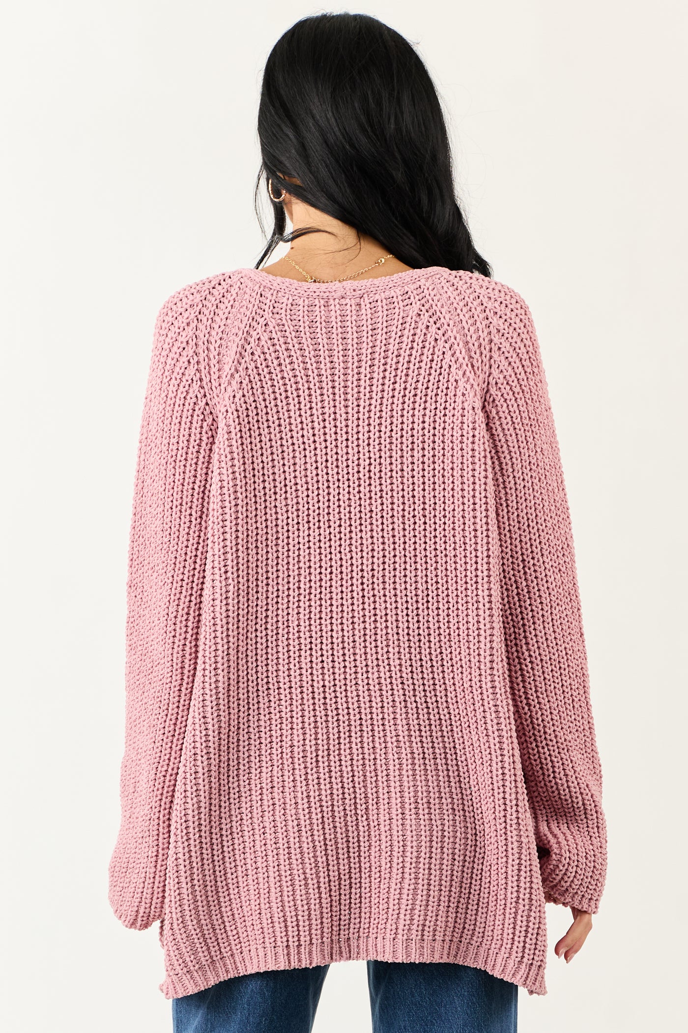 POL Baby Pink Open Front Soft Knit Cardigan