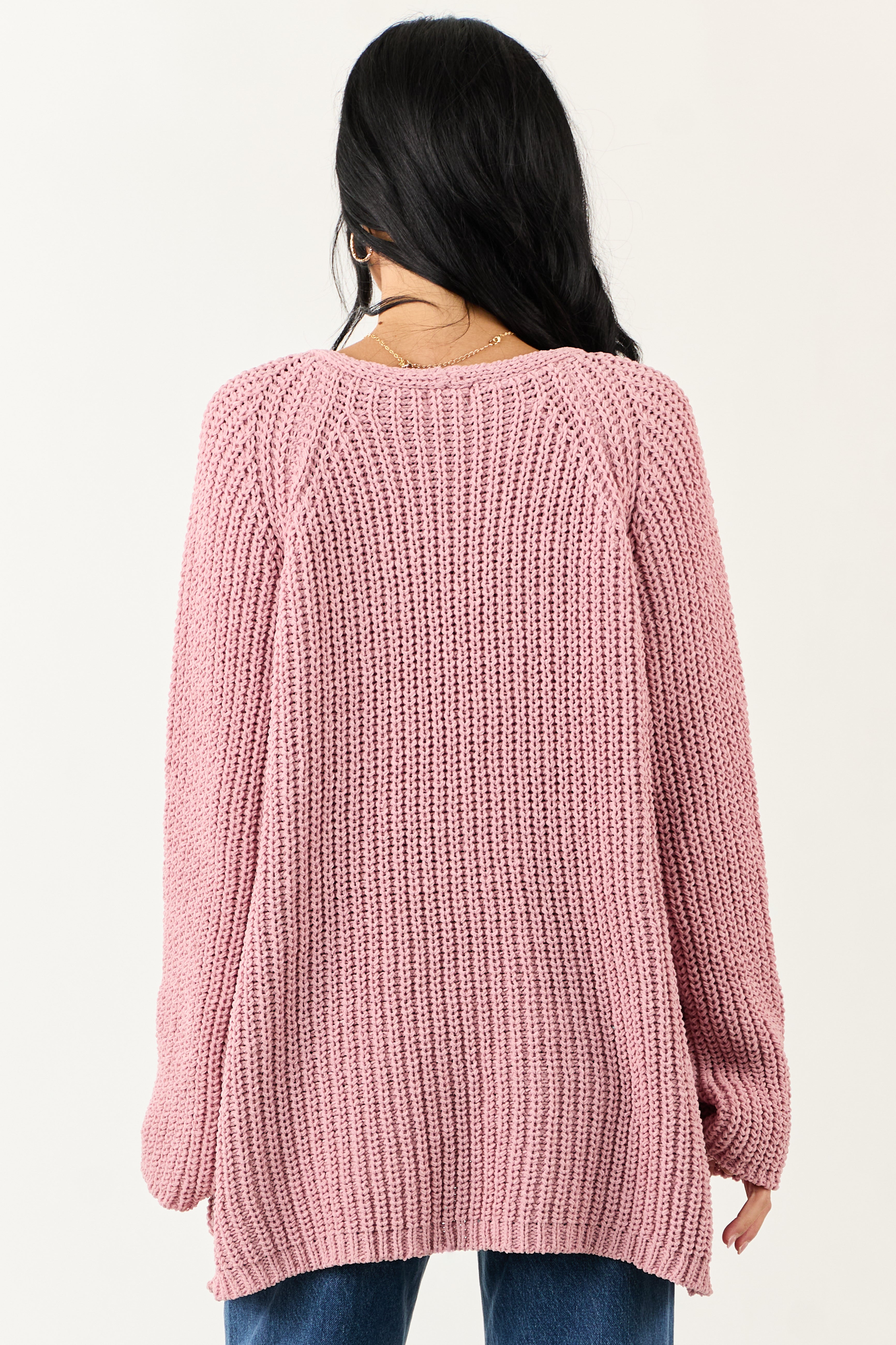 POL Baby Pink Open Front Soft Knit Cardigan