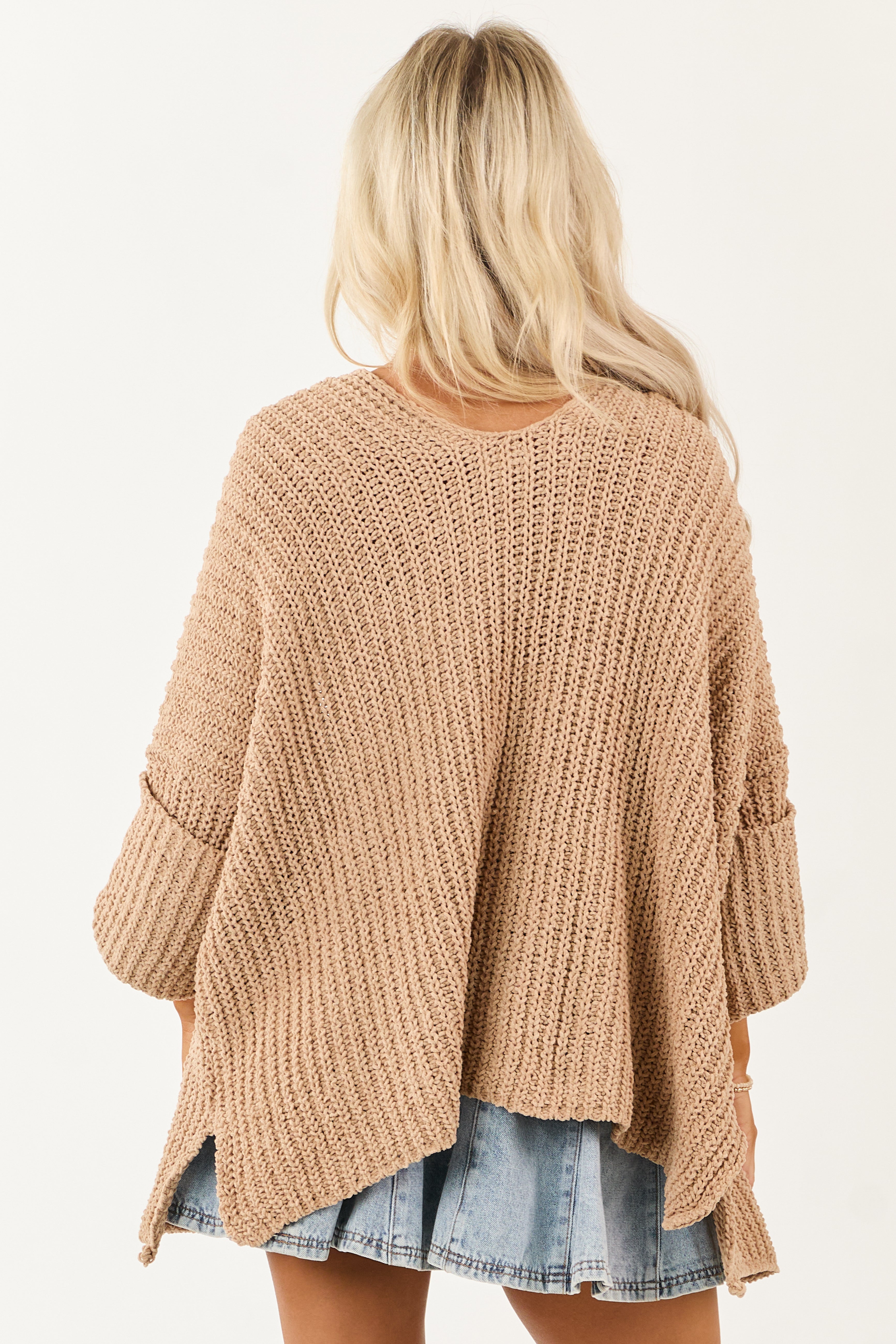 POL Brown Sugar 3/4 Sleeve Knit Cardigan