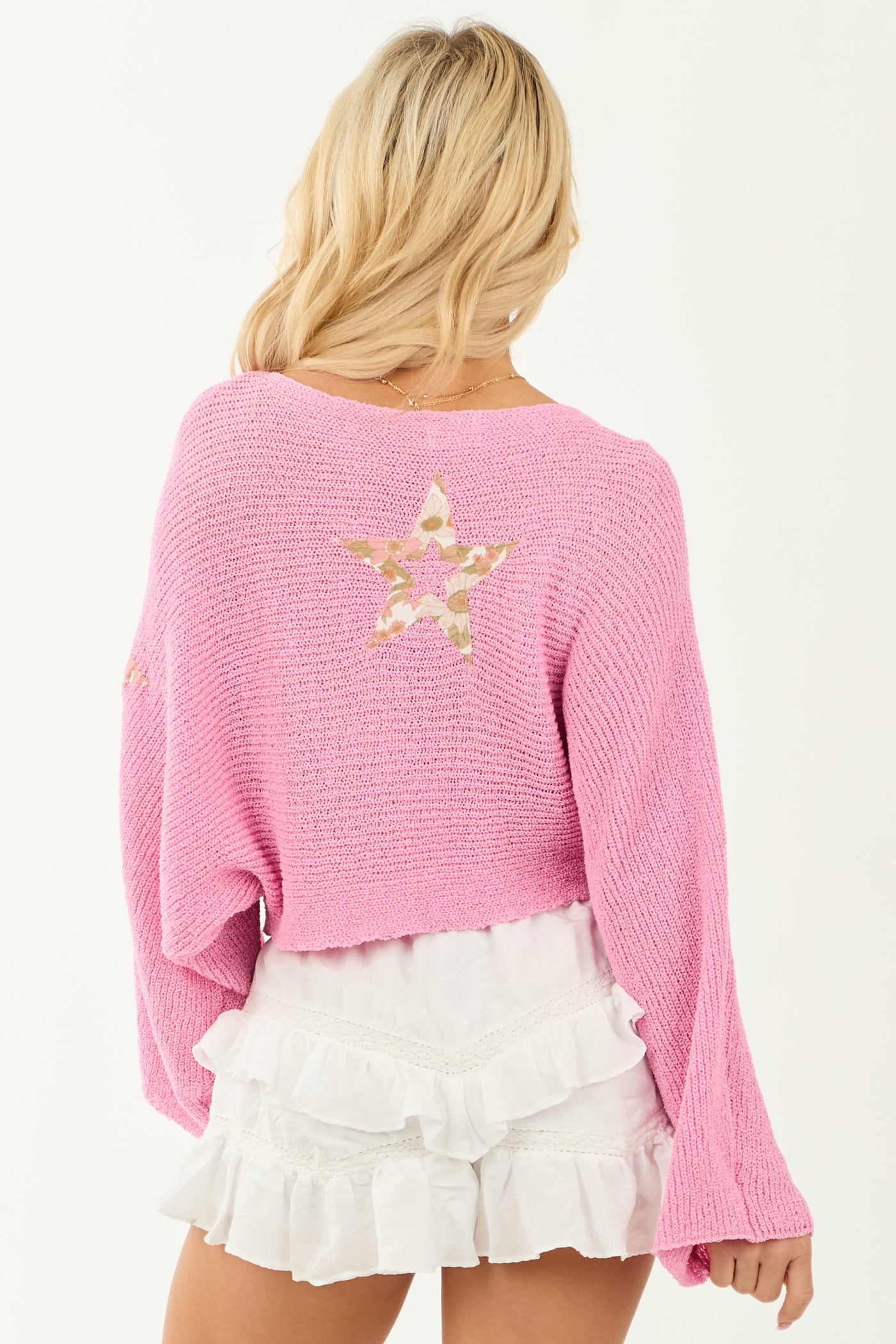 POL Bubblegum Star Patch Cropped Knit Top