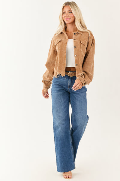POL Copper Distressed Button Up Corduroy Jacket