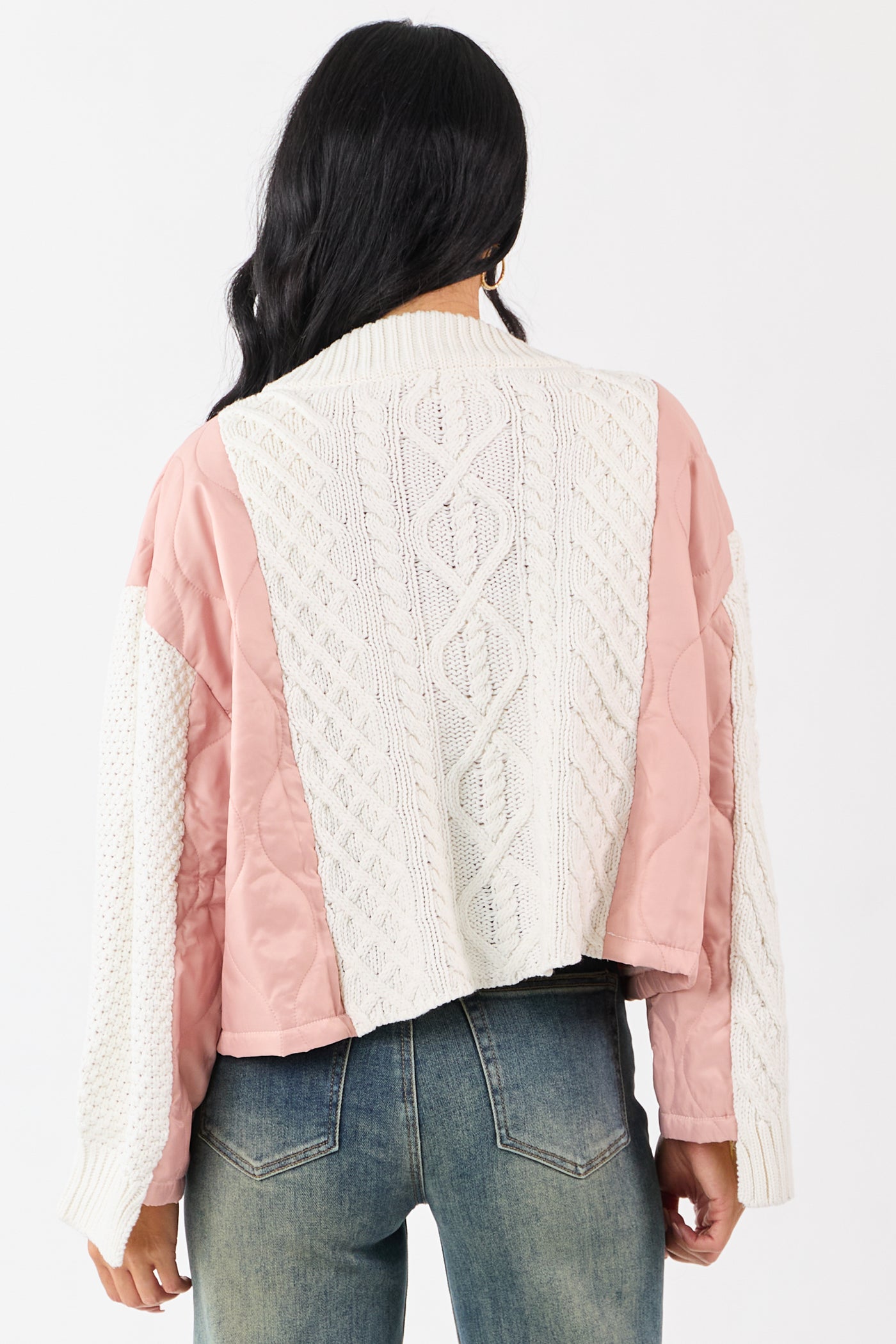 POL Cream and Dusty Blush Button Down Cardigan