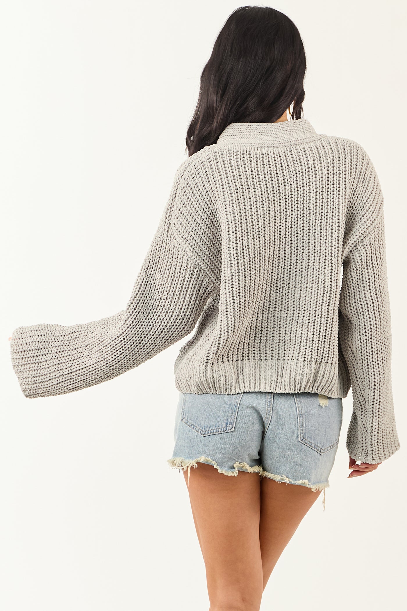 POL Sage Knit Flower Button Down Sweater Cardigan