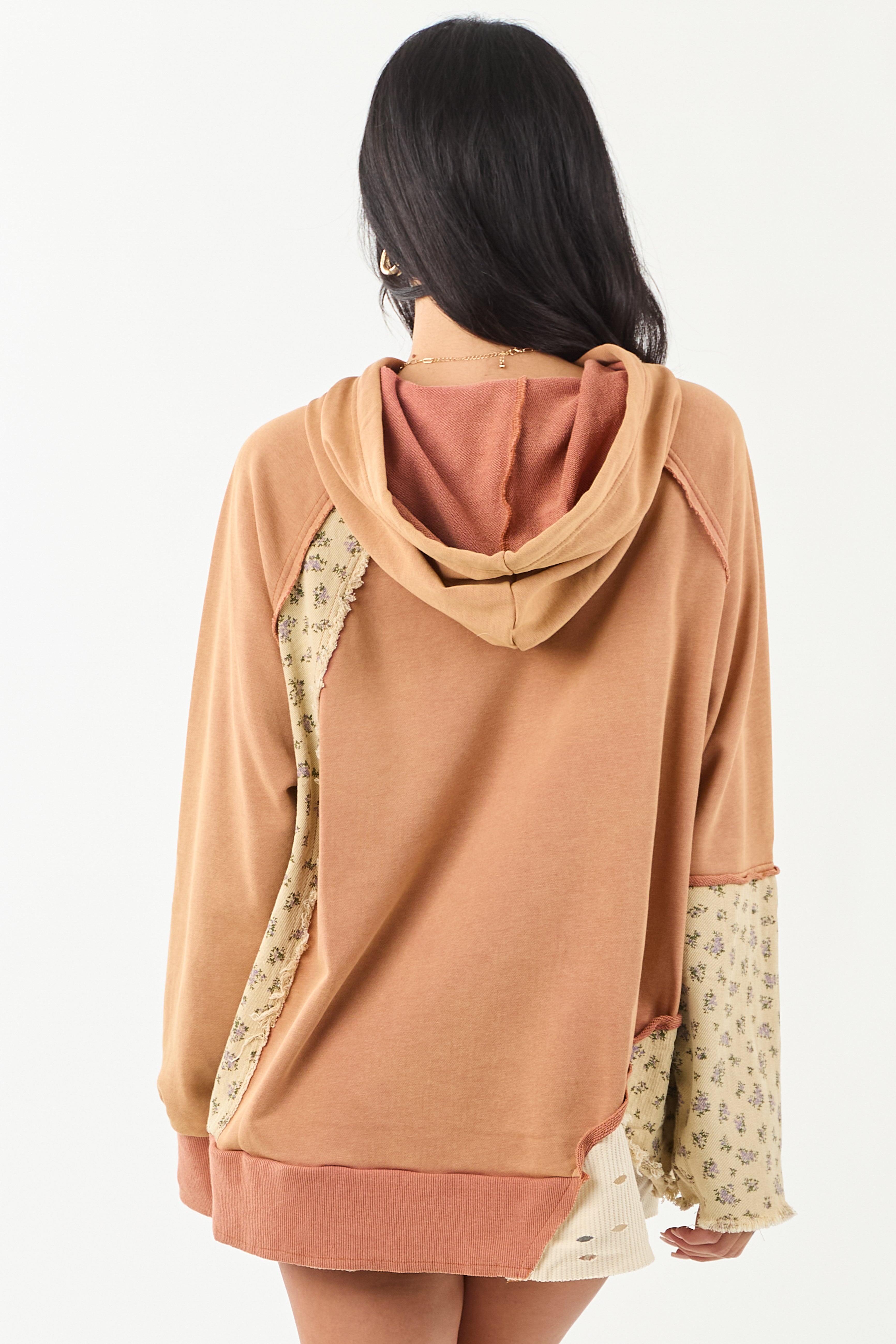 POL Sandstone Floral Patchwork Hoodie