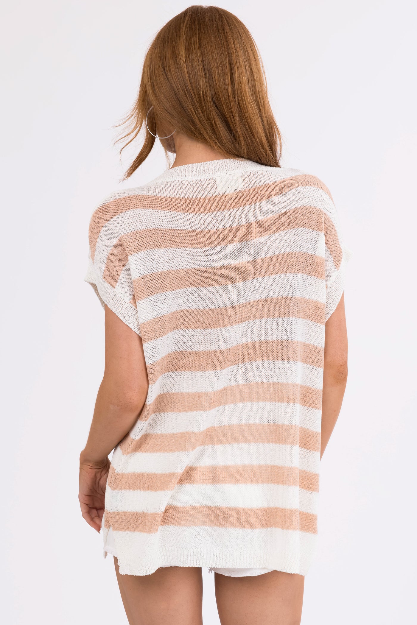 Pale American Flag Loose Knit Short Sleeve Top