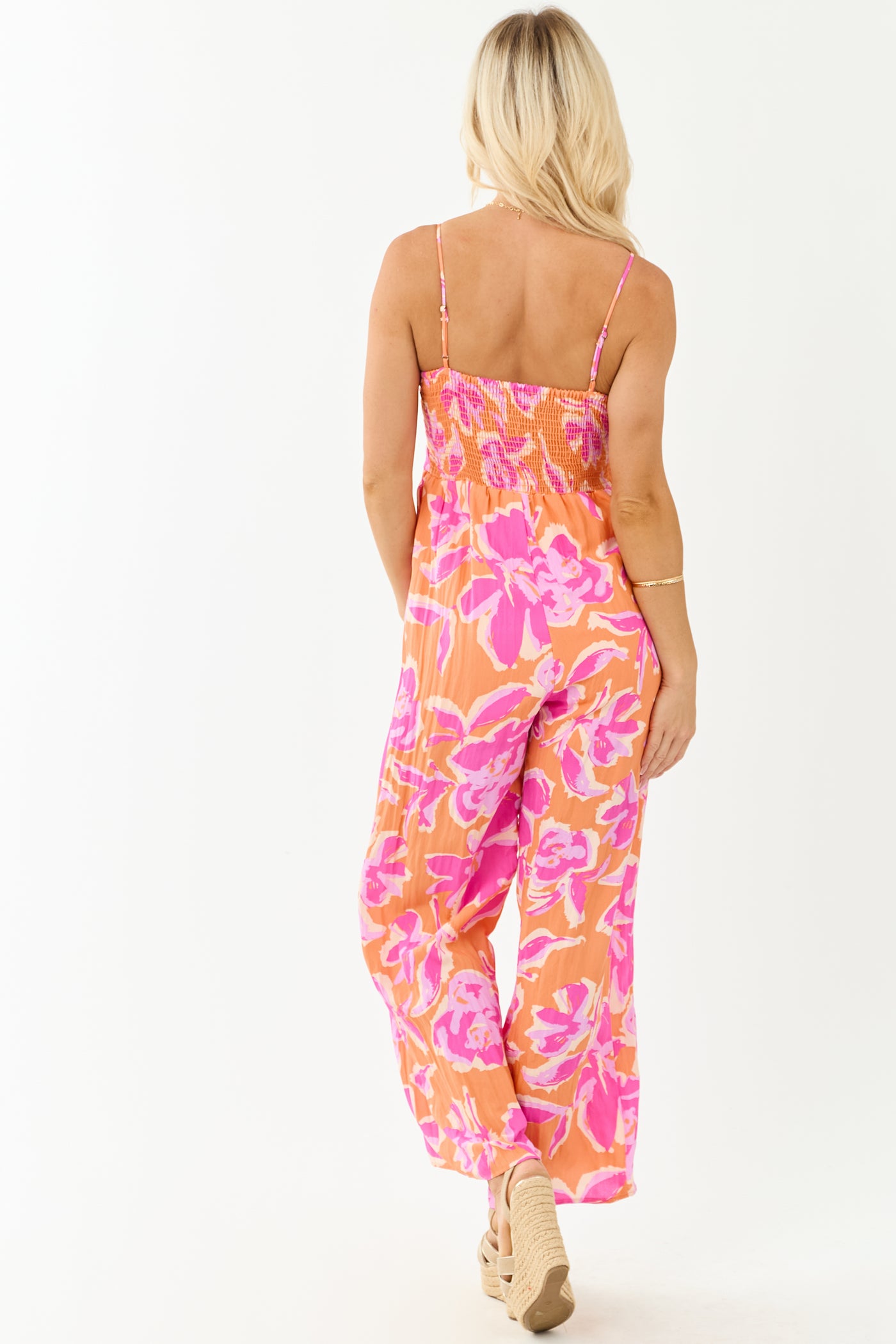 Papaya Beachy Print Sleeveless Front Tie Jumpsuit