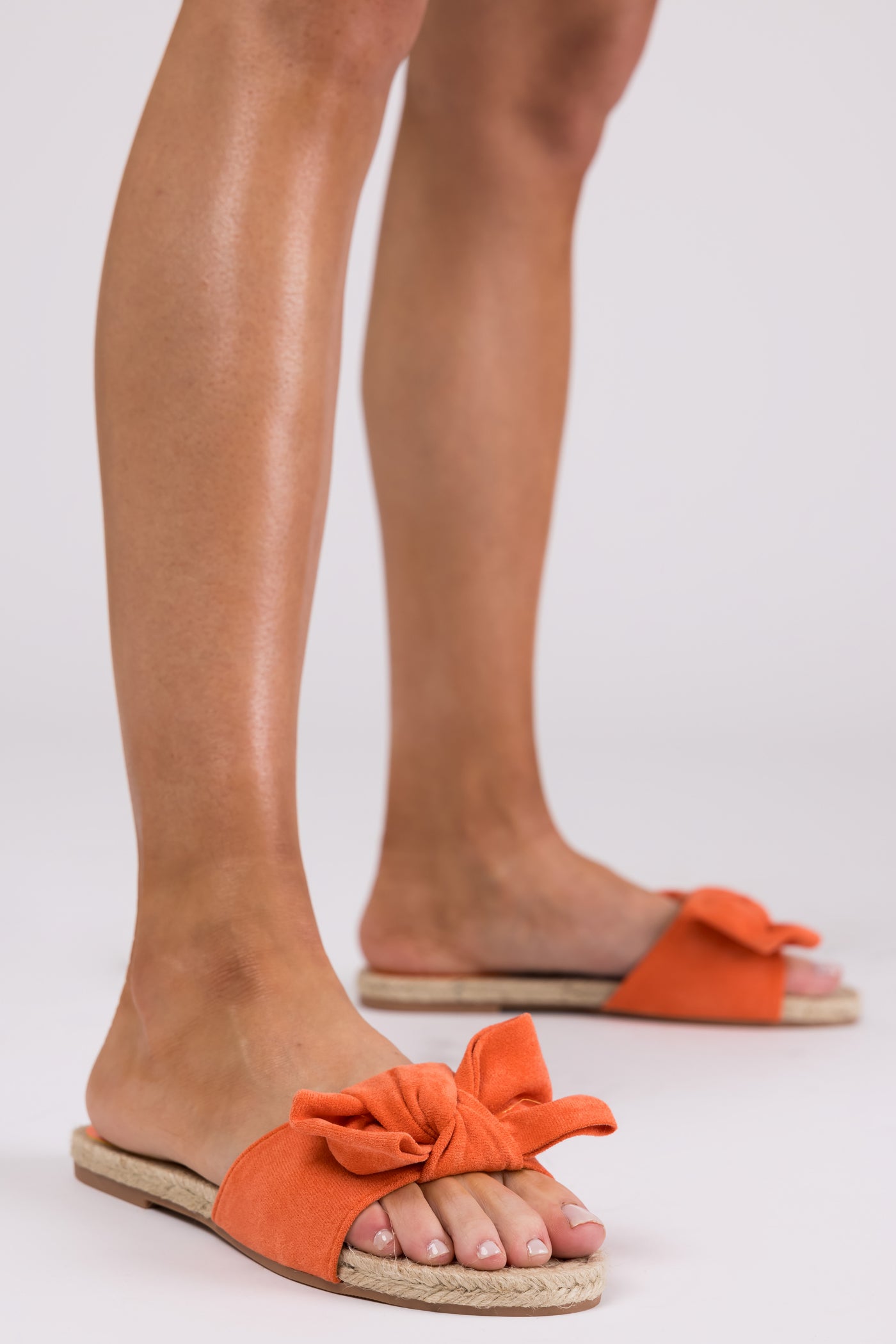 Papaya Bow Strap Flat Espadrille Sandals