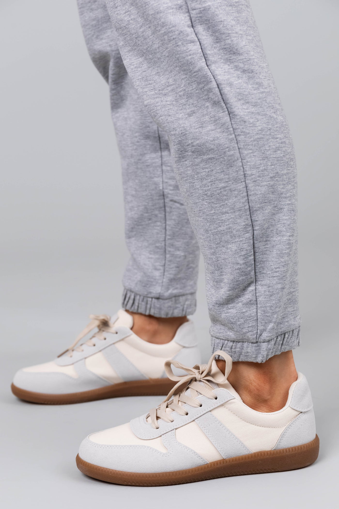 Pastel Blue and Cream Colorblock Lace Up Sneakers