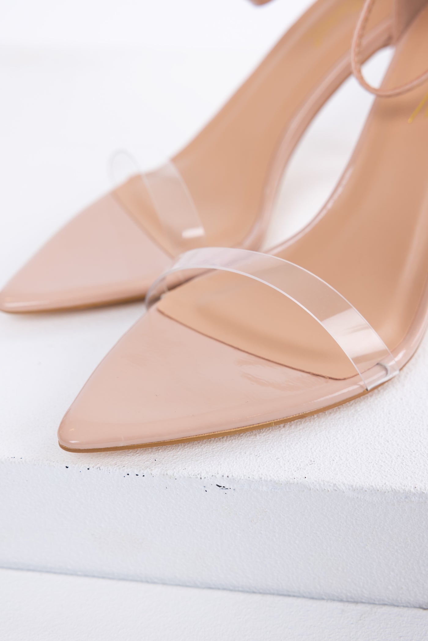 Peach Pointed Toe Ankle Strap Heels