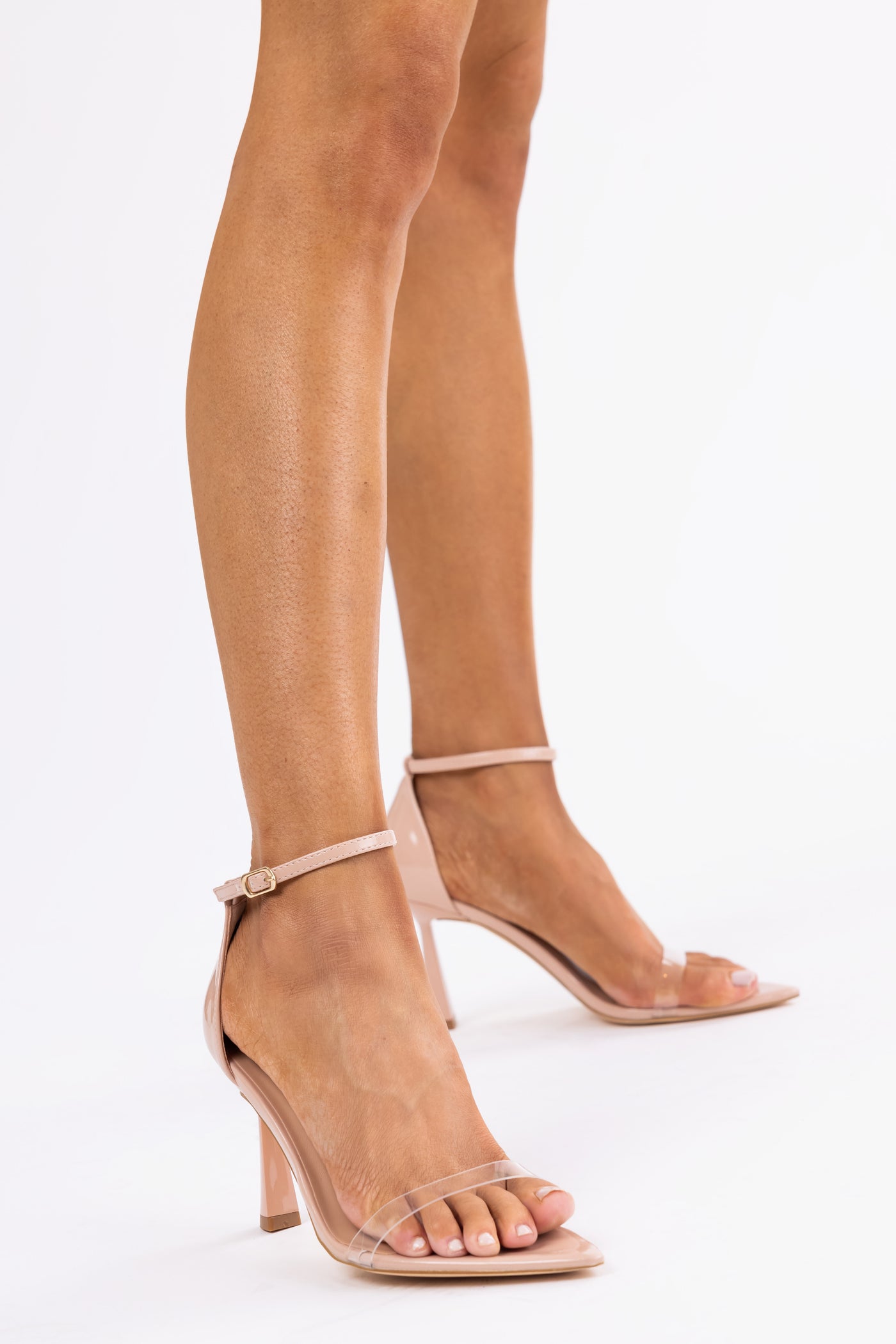 Peach Pointed Toe Ankle Strap Heels