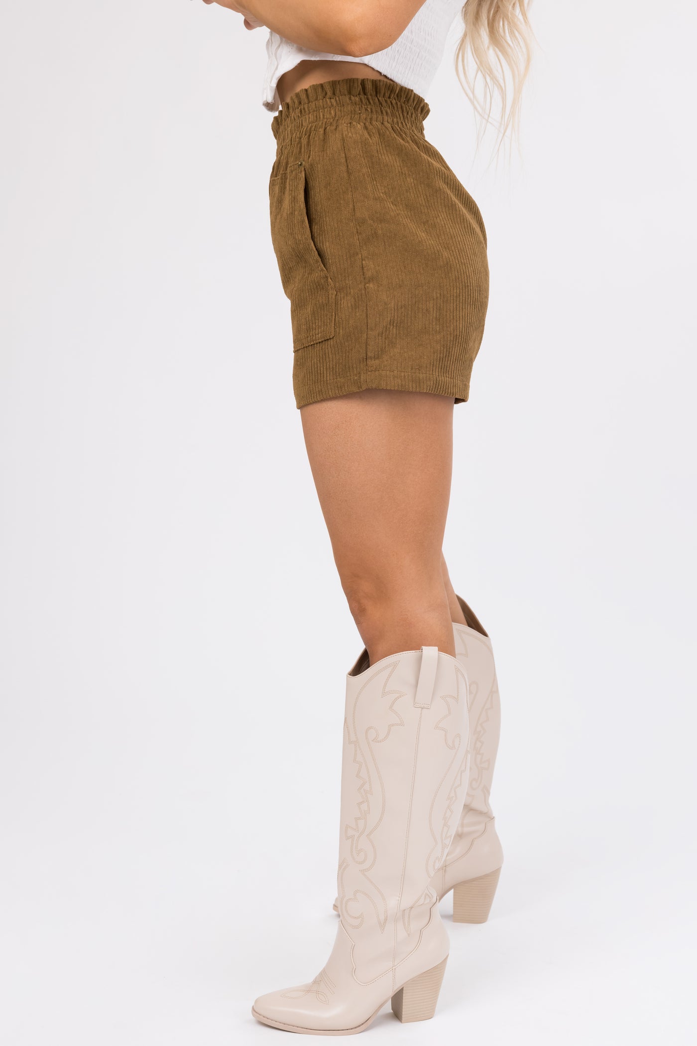 Peanut Corduroy Front Pocket Shorts