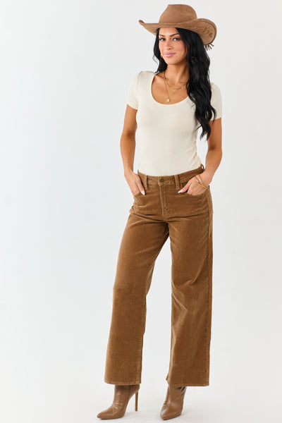 Peanut Corduroy Wide Leg High Rise Pants