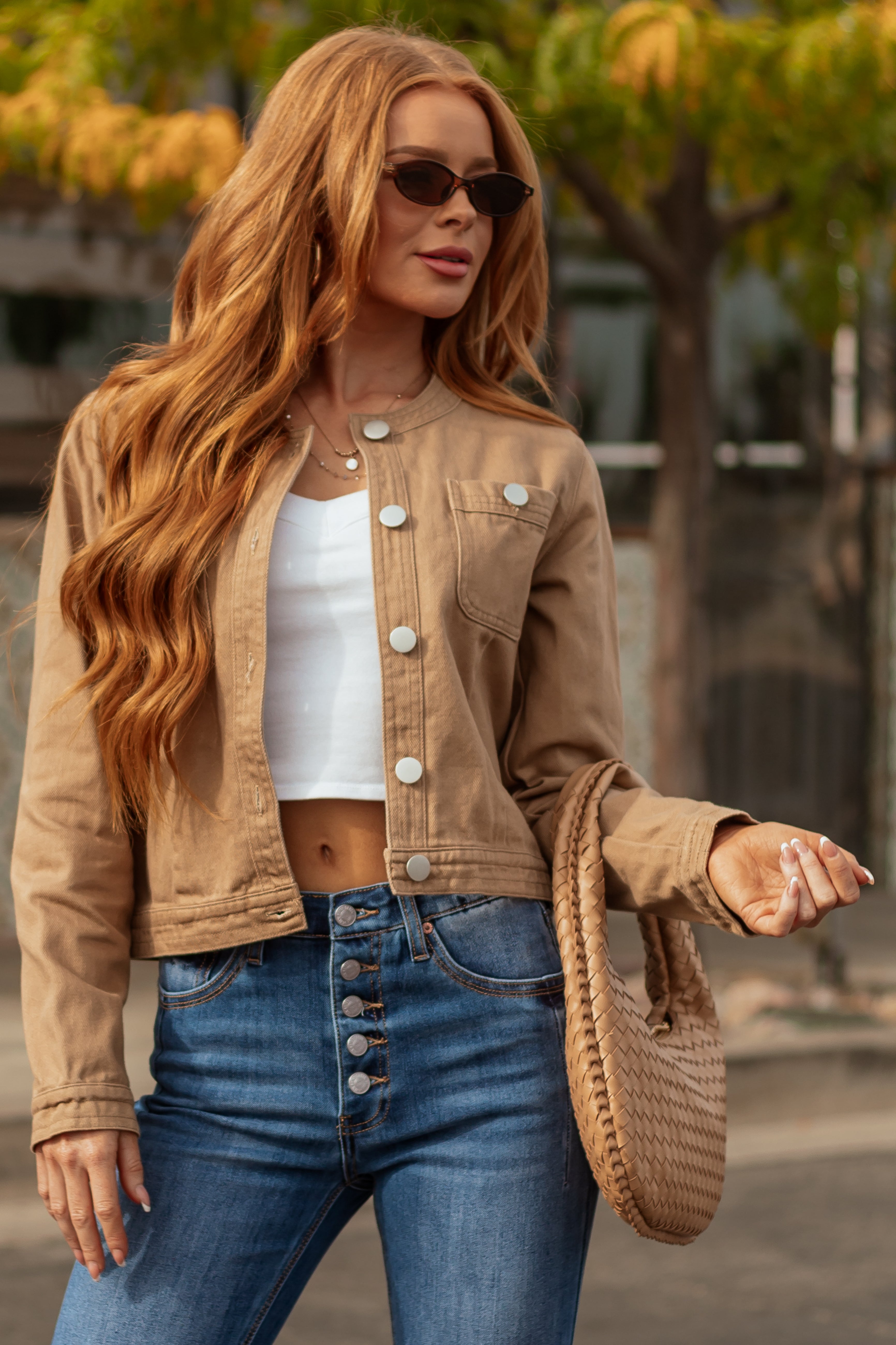 Peanut Twill Denim Button Down Jacket