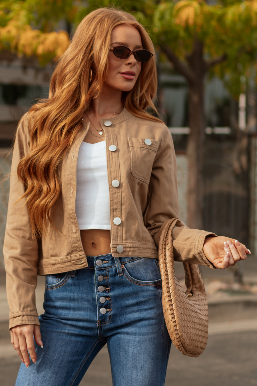 Peanut Twill Denim Button Down Jacket