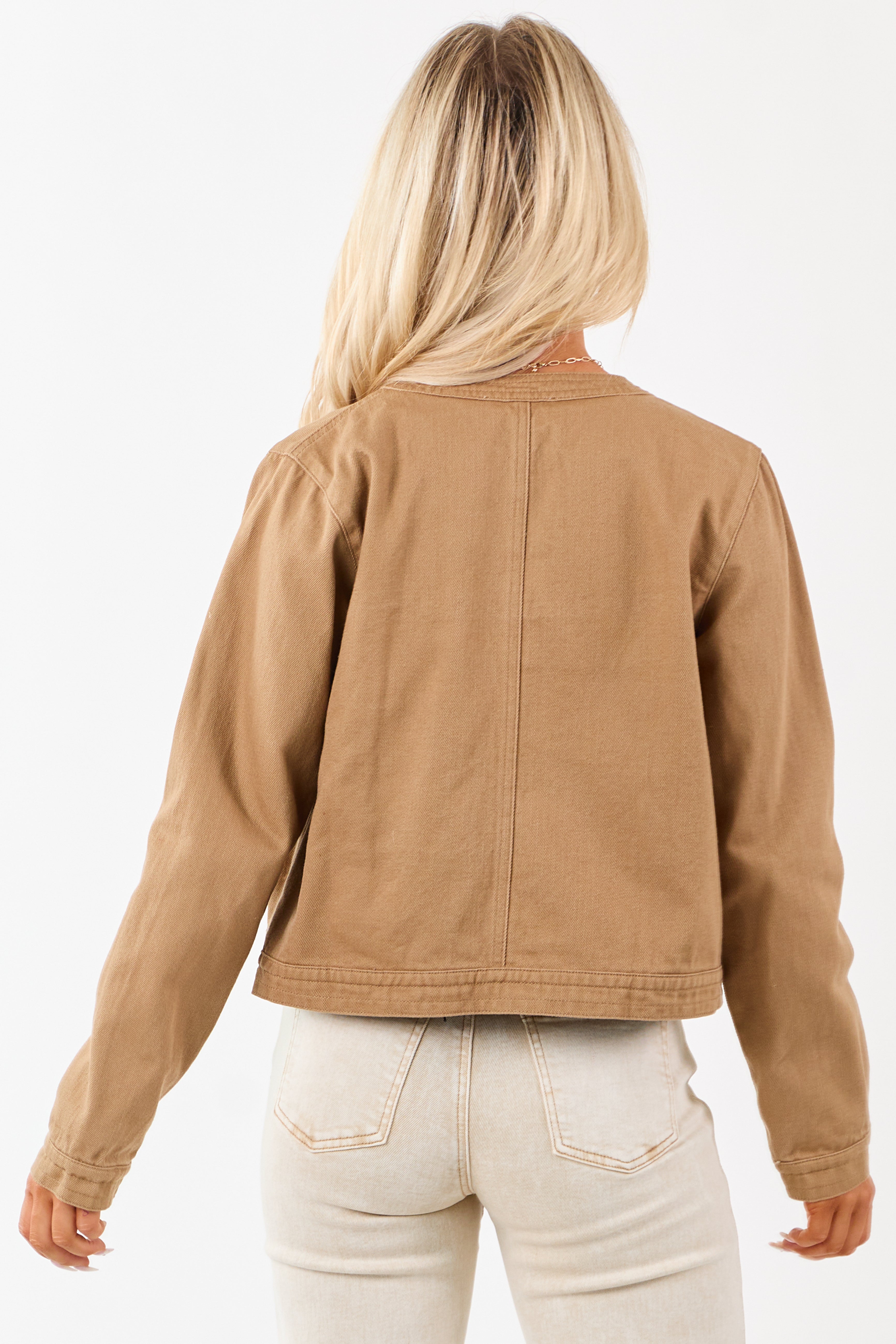 Peanut Twill Denim Button Down Jacket