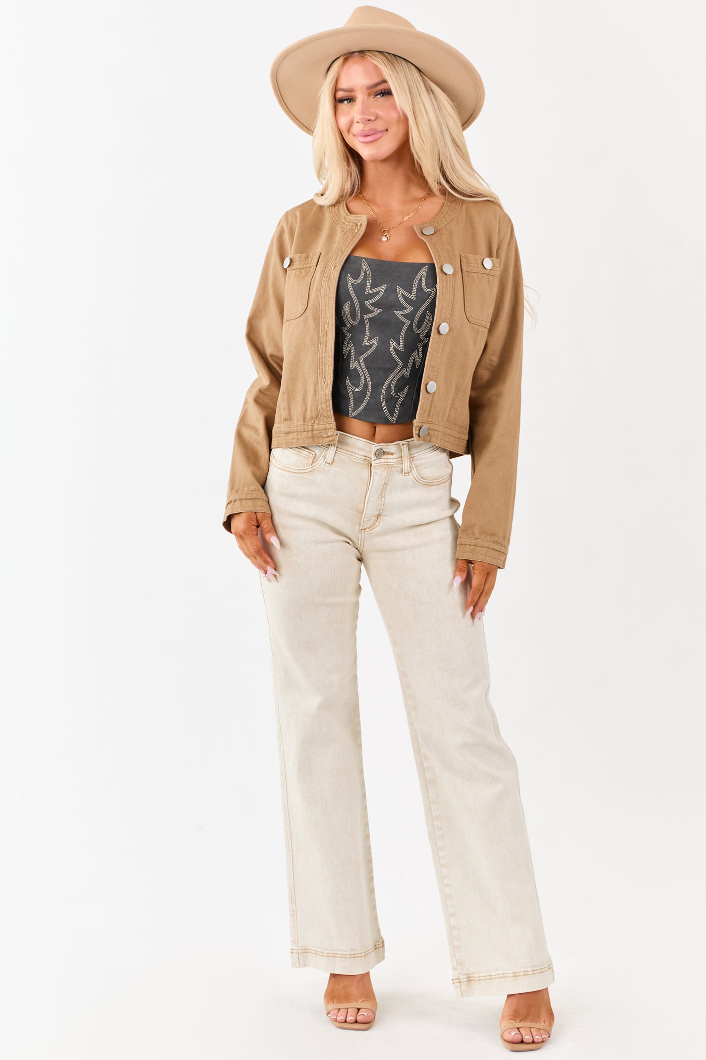 Peanut Twill Denim Button Down Jacket