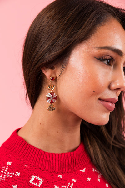 Peppermint Candy Rhinestone Earrings