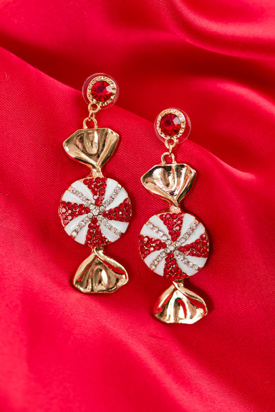 Peppermint Candy Rhinestone Earrings