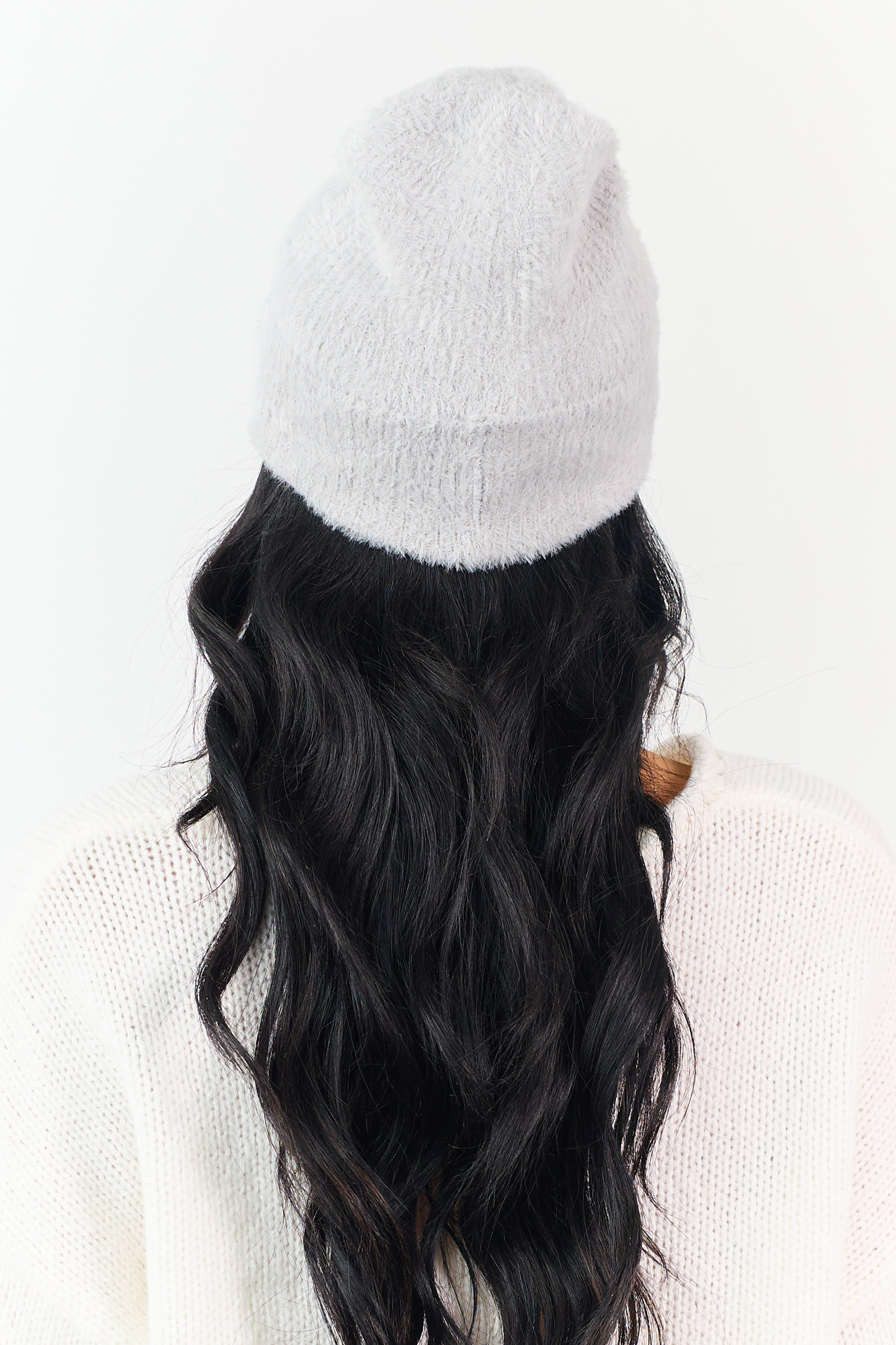 Pewter Grey Soft Fuzzy Knit Beanie