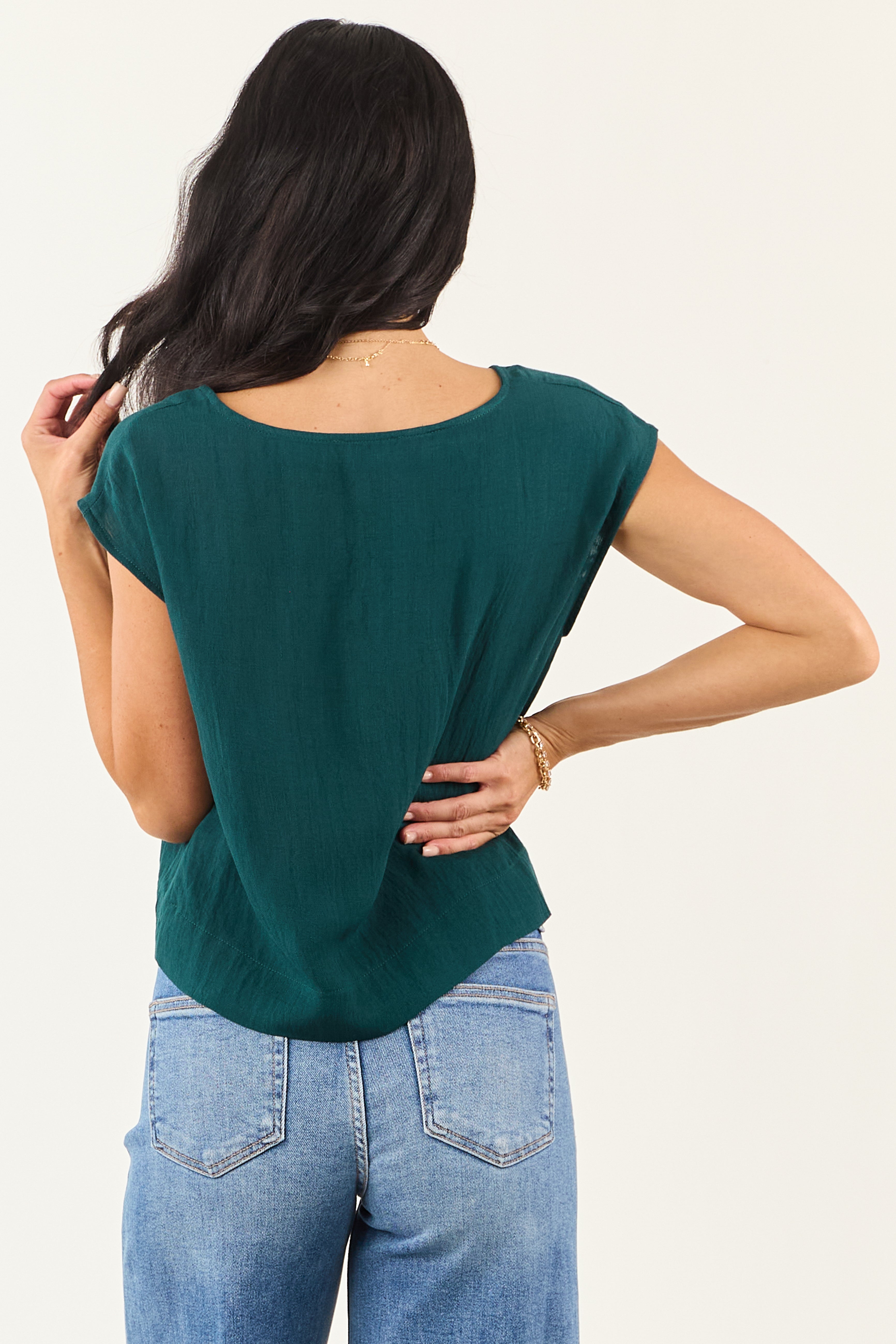 Pine Cap Sleeve Round Neck Boxy Fit Top
