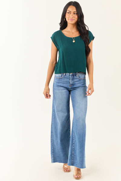 Pine Cap Sleeve Round Neck Boxy Fit Top