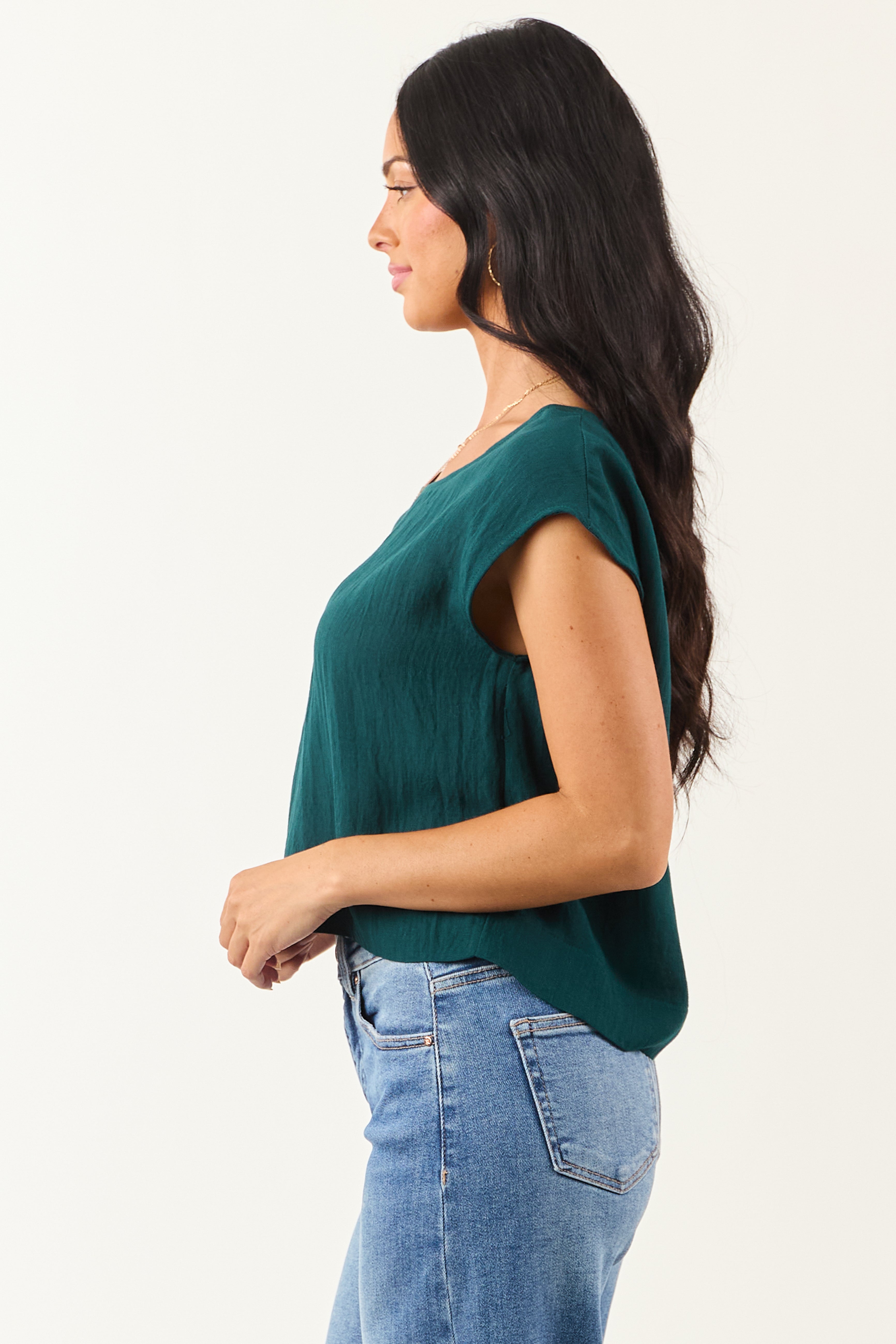 Pine Cap Sleeve Round Neck Boxy Fit Top