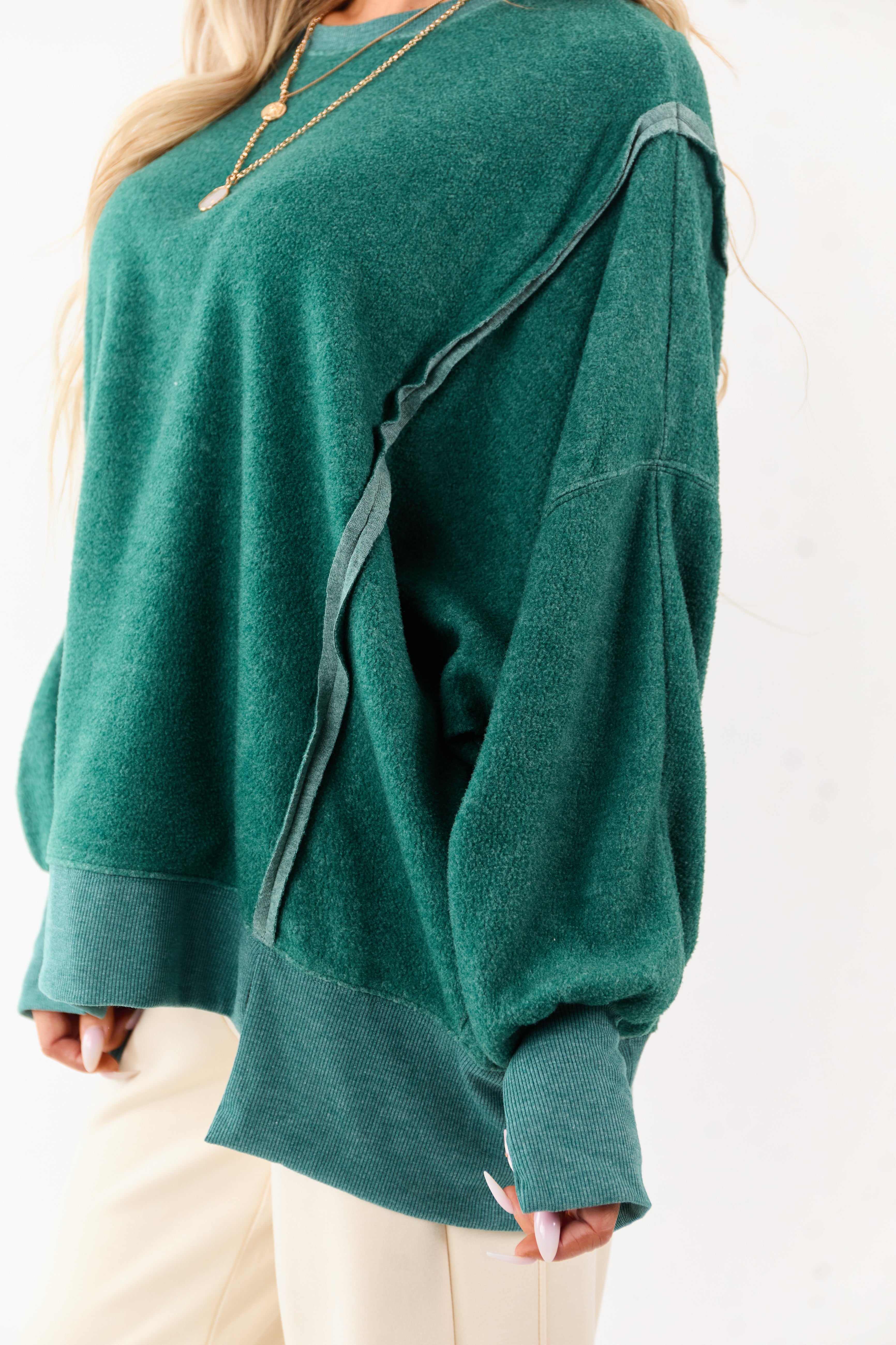 Pine Crew Neck Relaxed Fleece Sweatshirt