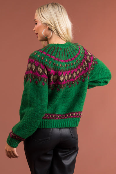 Pine Crochet Abstract Print Sweater