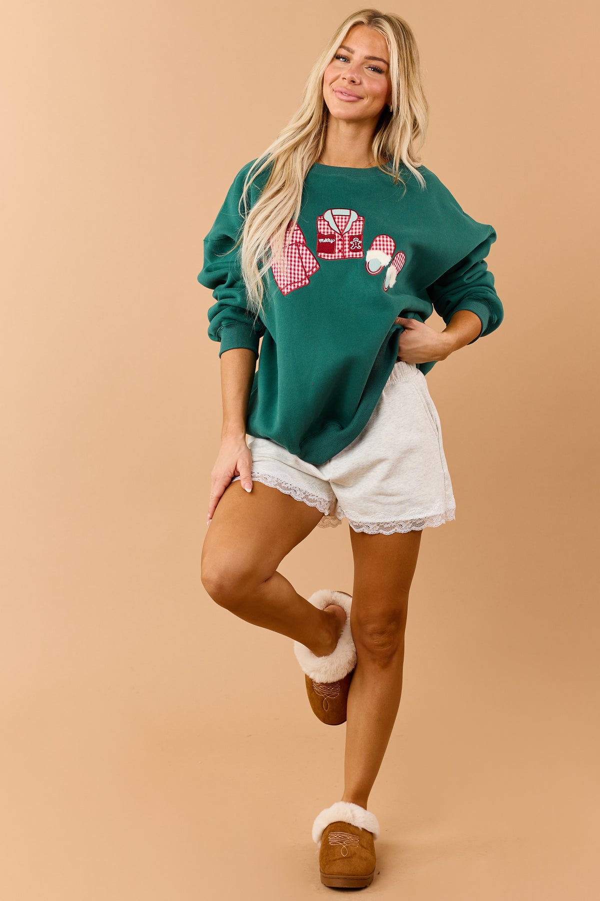 Pine Green Holiday PJ Graphic Sweatshirt