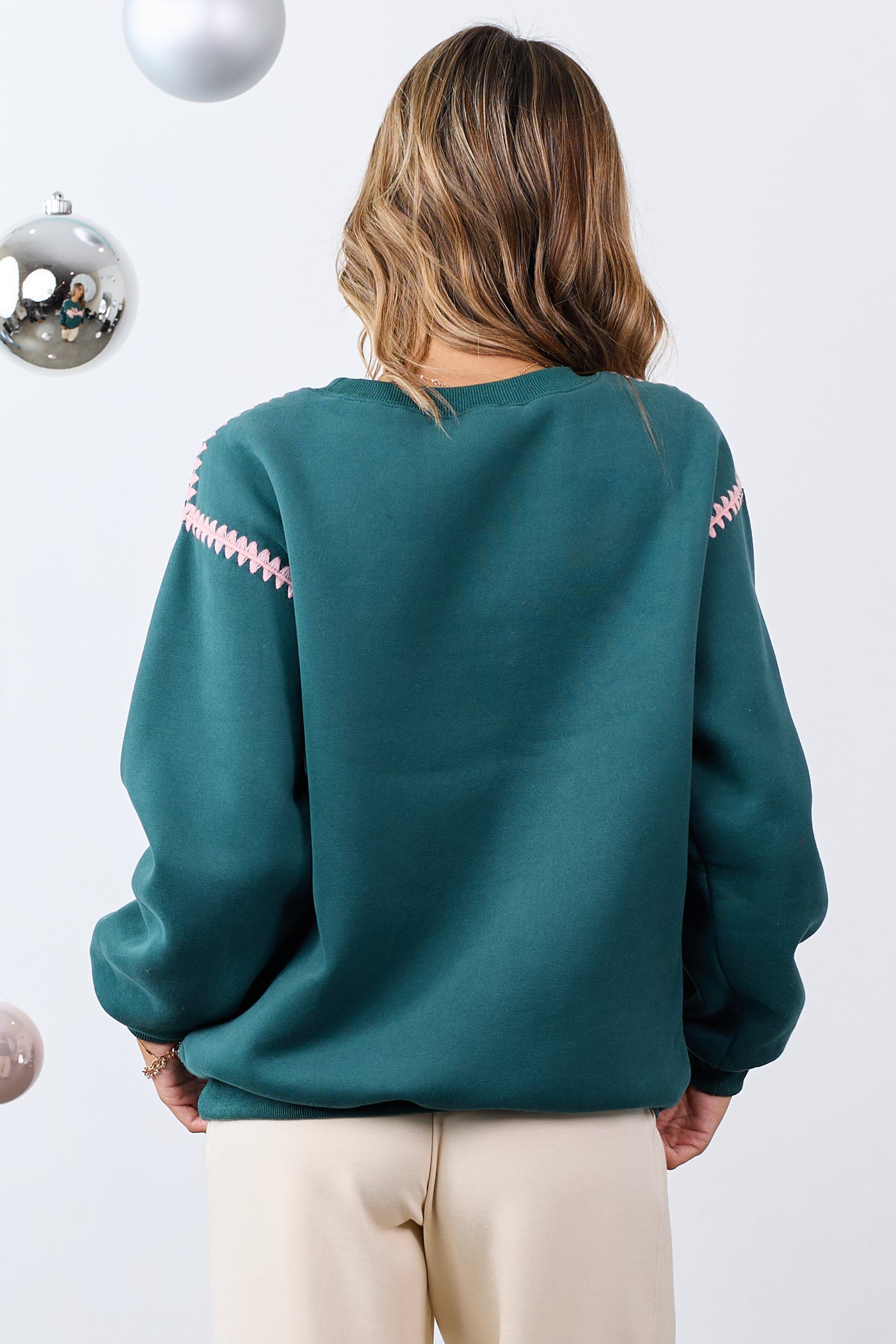 Pine 'Jolly' Graphic Contrast Stitching Sweatshirt