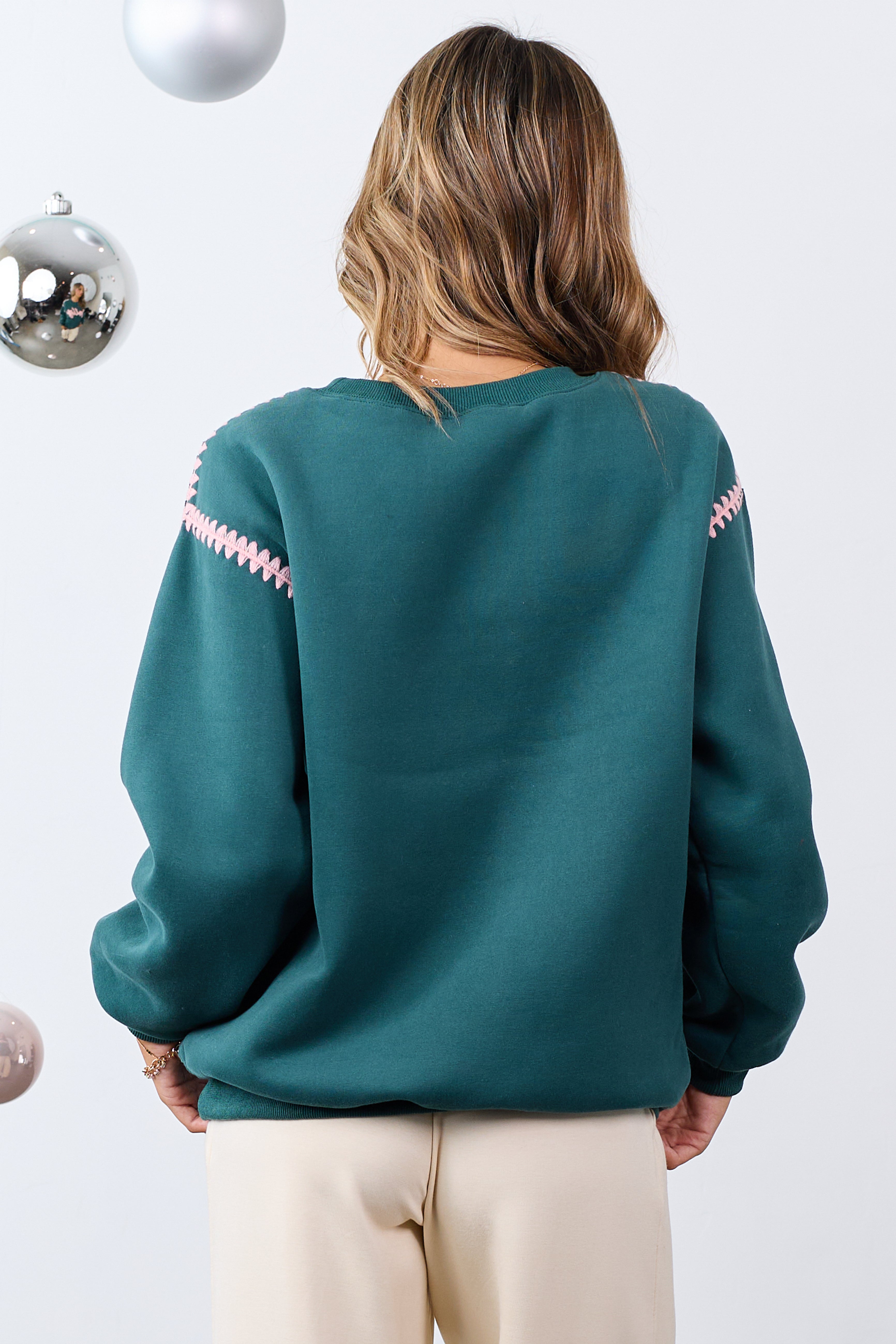 Pine 'Jolly' Graphic Contrast Stitching Sweatshirt