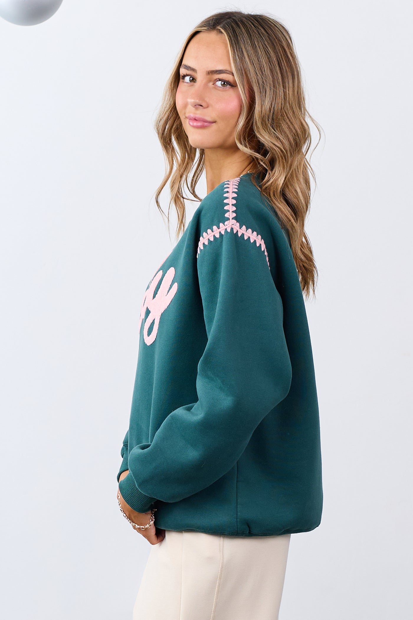 Pine 'Jolly' Graphic Contrast Stitching Sweatshirt