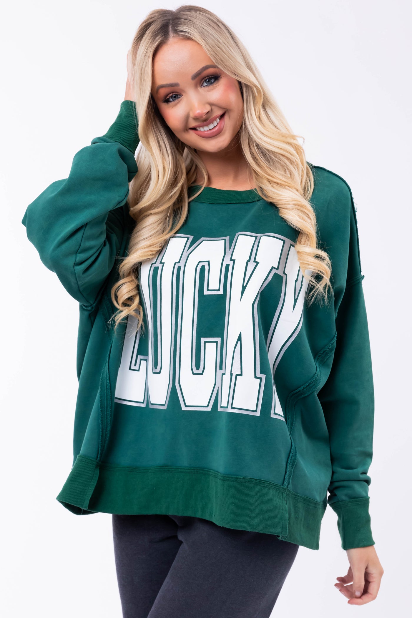 Pine 'Lucky' Graphic Long Sleeve Sweatshirt