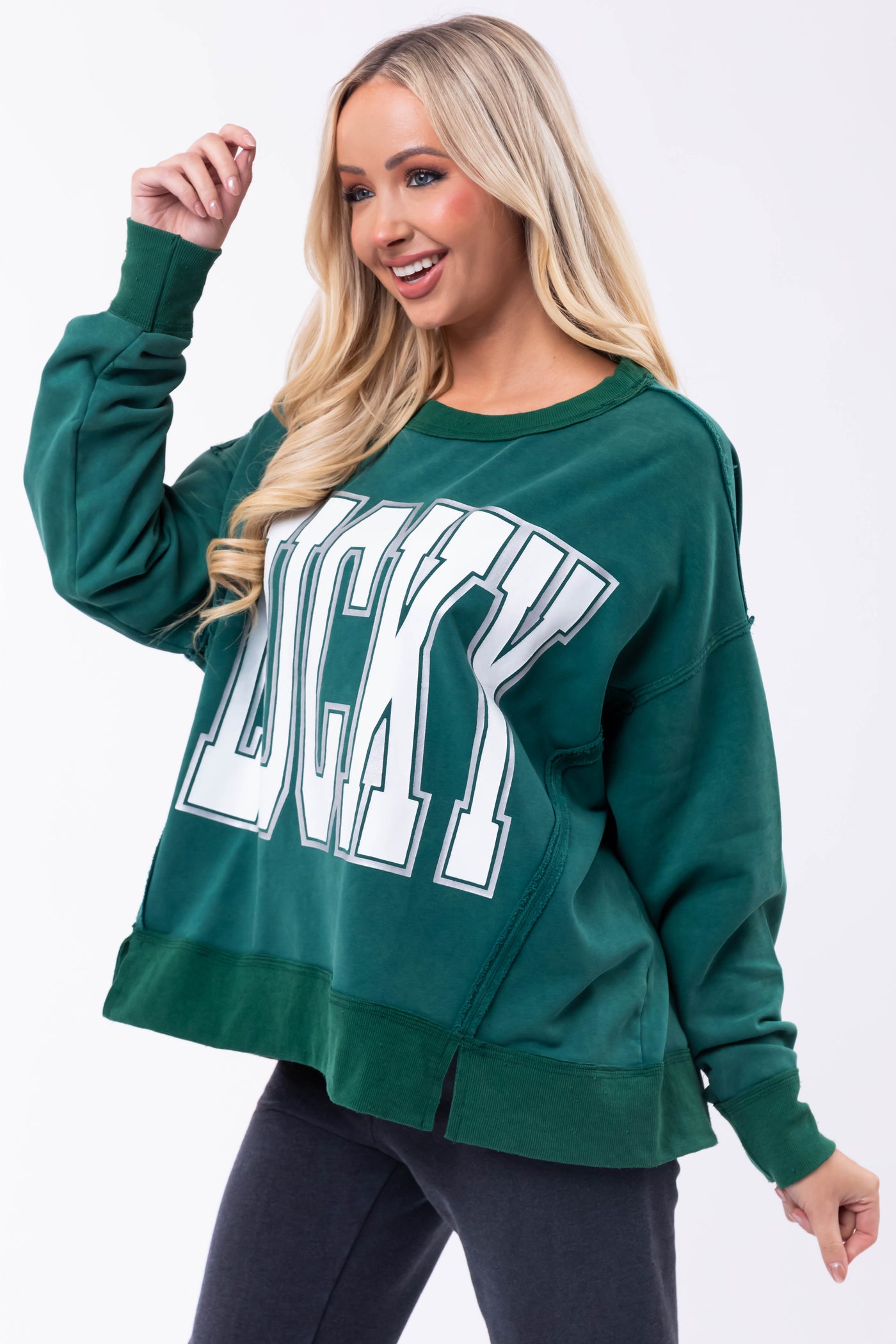 Pine 'Lucky' Graphic Long Sleeve Sweatshirt