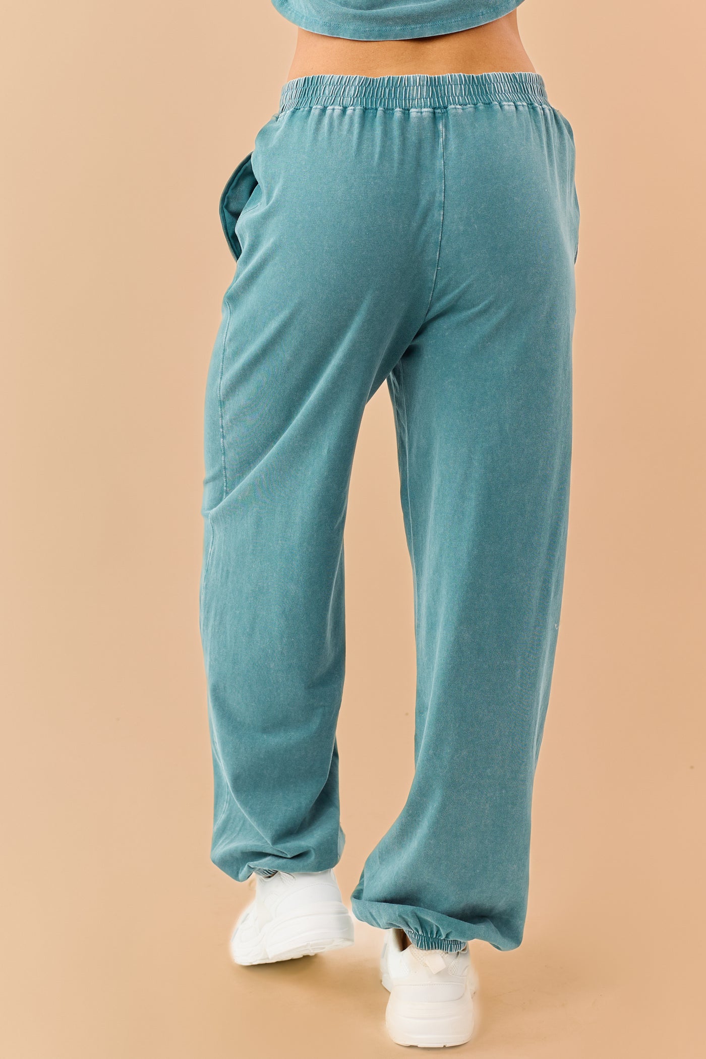 Pine Washed Wrapped Crop Top and Joggers Set
