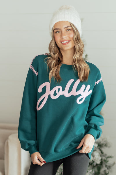 Pine 'Jolly' Graphic Contrast Stitching Sweatshirt