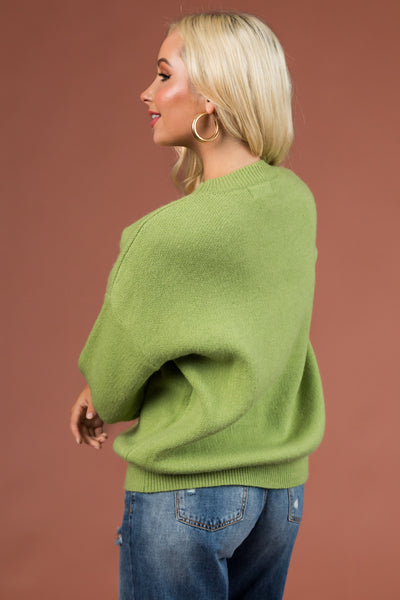 Pistachio Thick Knit Crew Neck Sweater