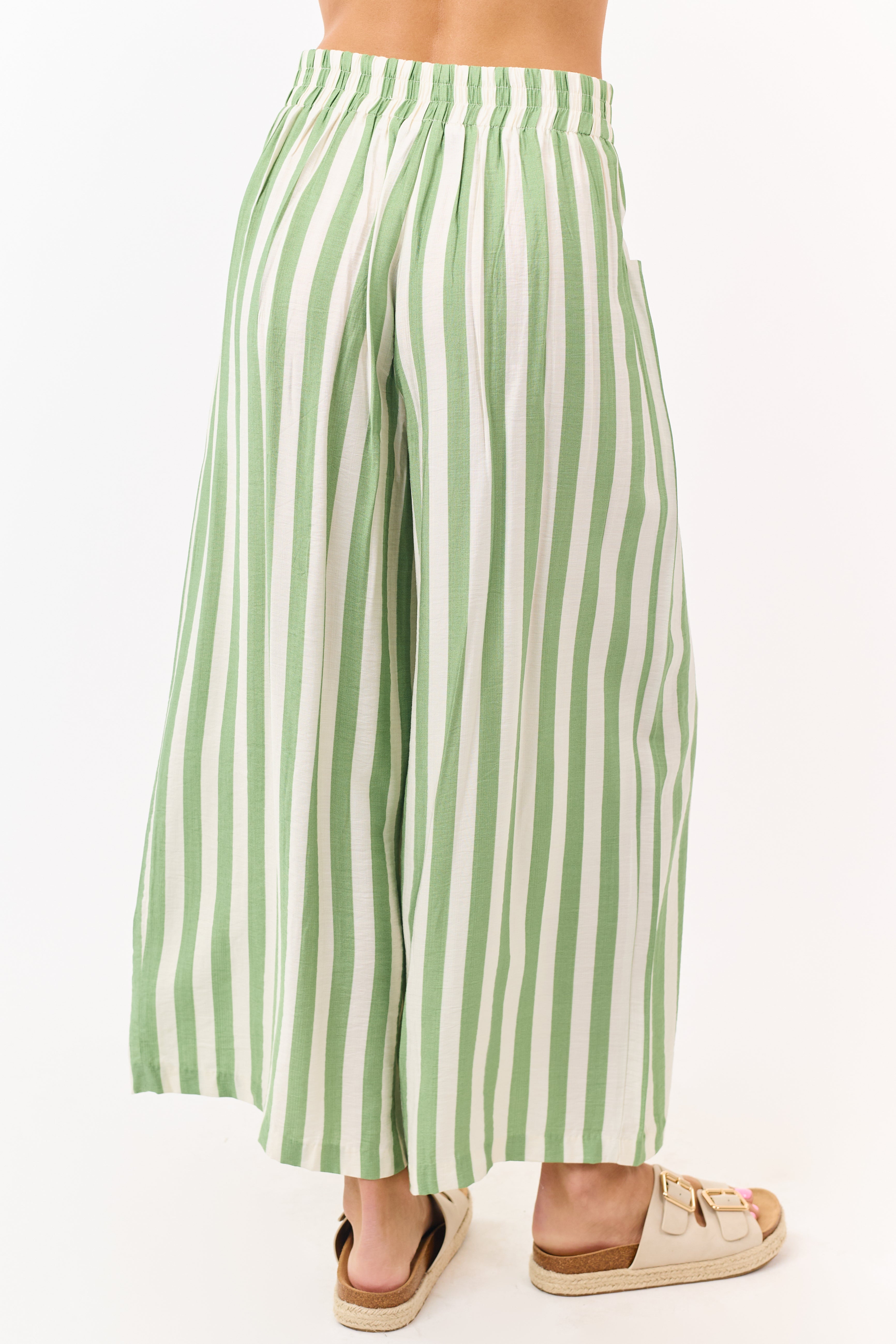 Pistachio and Vanilla Striped Wide Leg Pants