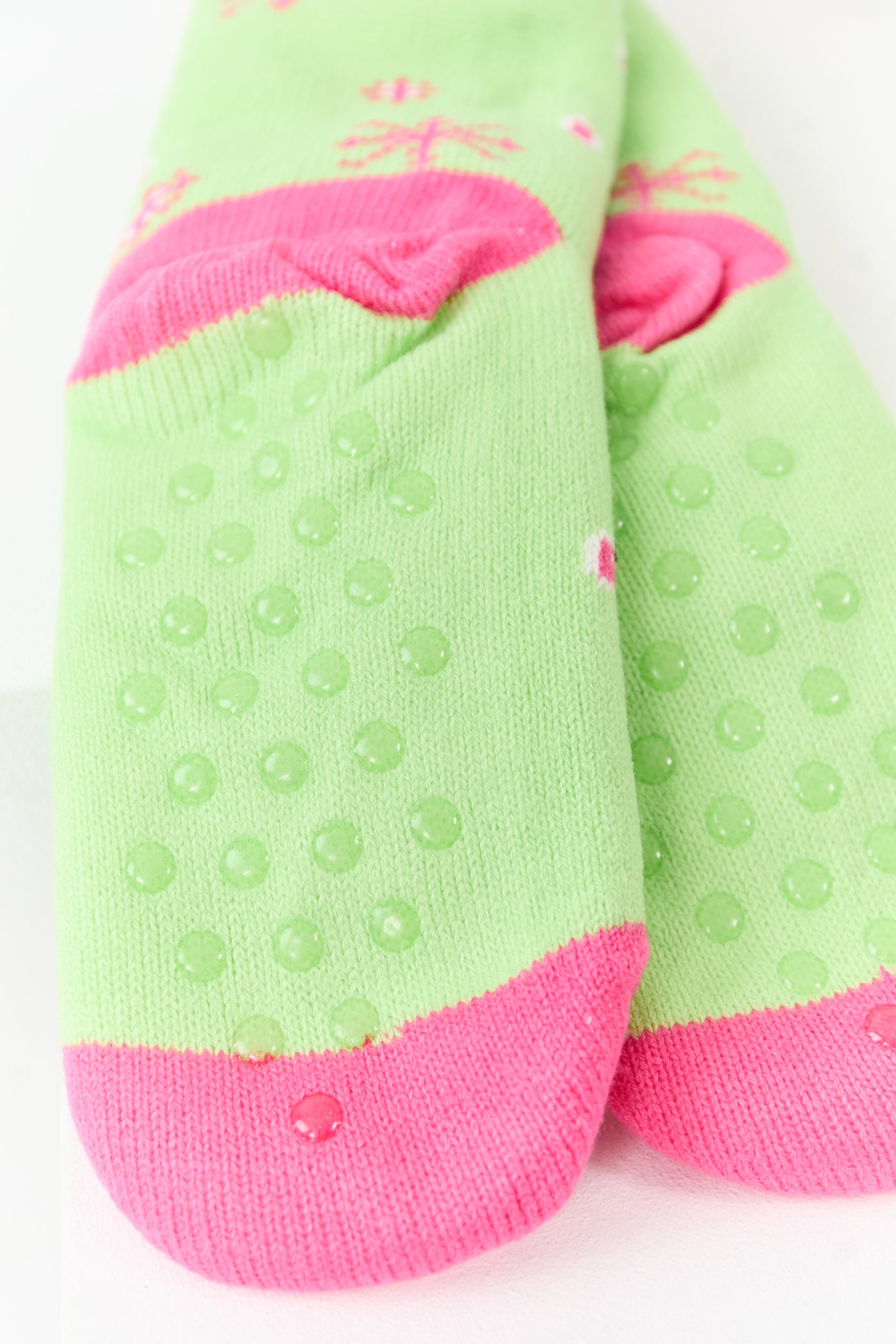 Pistachio Holiday Pattern Sherpa Lined Grip Socks